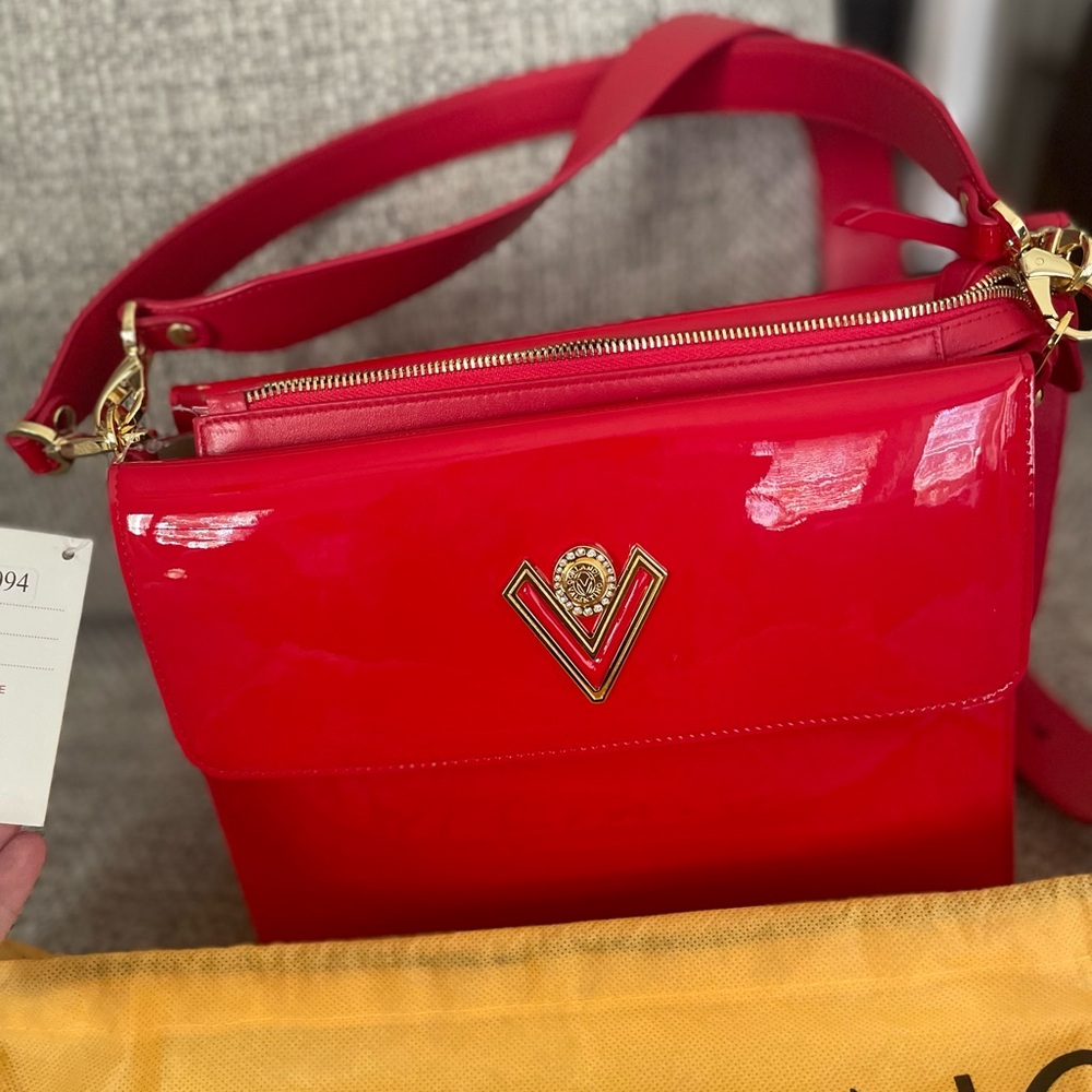 *New* Red Patton Leather Valentino crossbody/satchel/strap can be removed